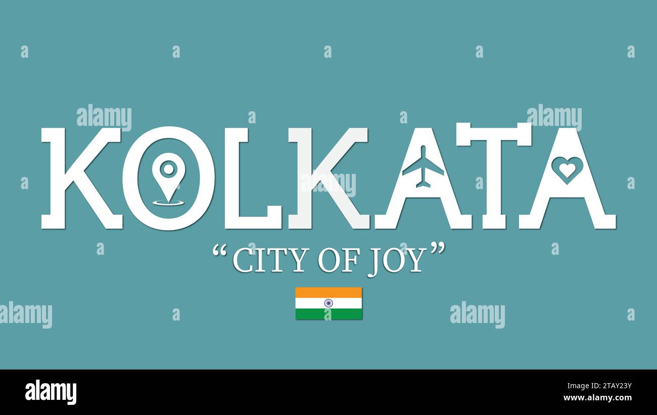 Kolkata, city of Joy concept typography illustration Stock Vector