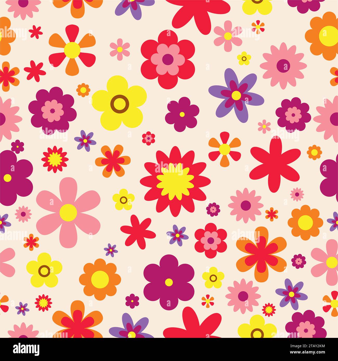 Colorful Flower Texture Pattern Seamless floral pattern. Colorful Flowers texture. Flowers flat style ...