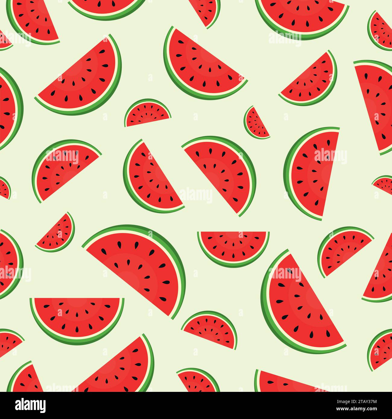 Seamless pattern with juicy fresh Watermelon. Vector Illustration Stock Vector