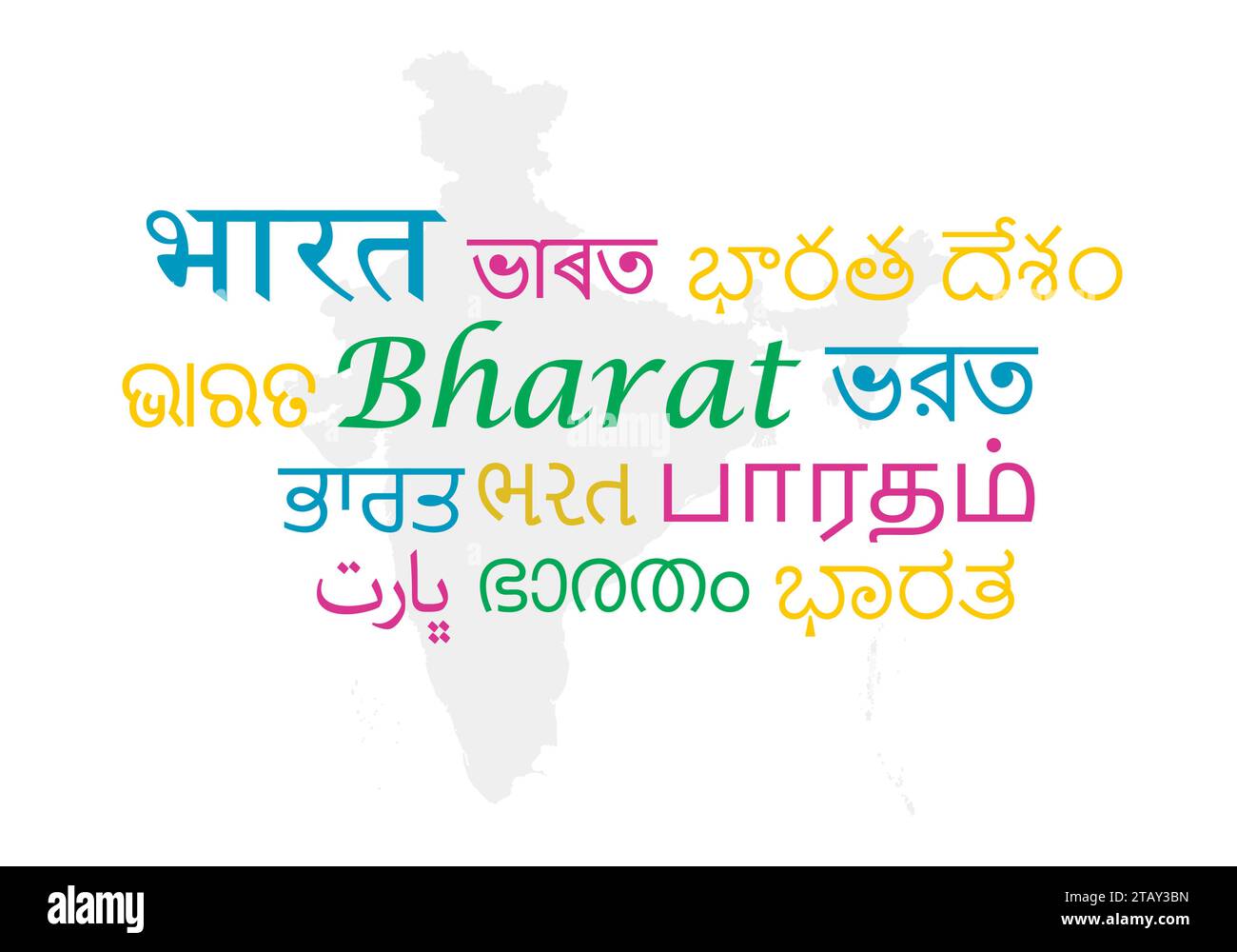 Bharat in major Indian language cloud vector illustration Stock Vector
