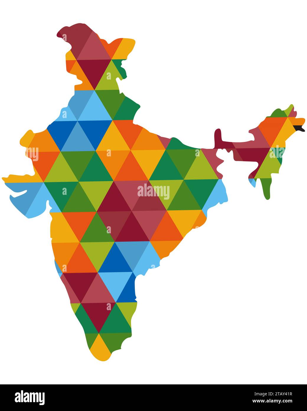 Colourful India map in geometric Hexagon Texture vector Stock Vector