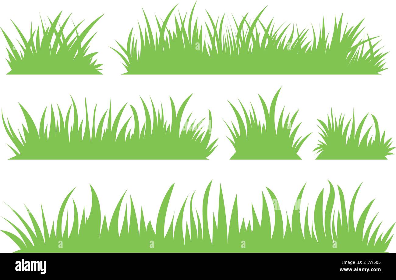 Green grass, vector set for drawing pictures in flat style. Natural ...