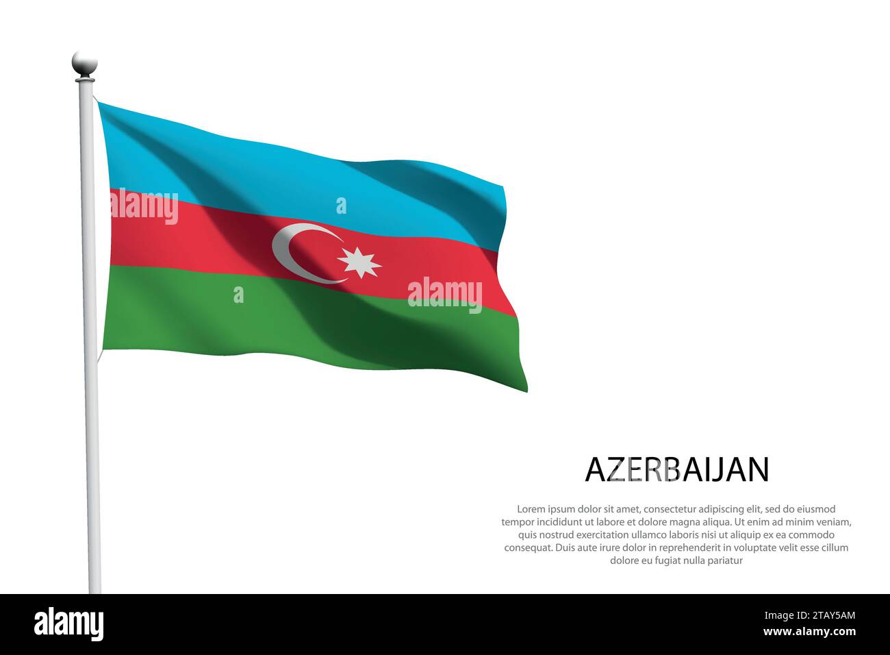 National flag Azerbaijan isolated waving on white background Stock Vector