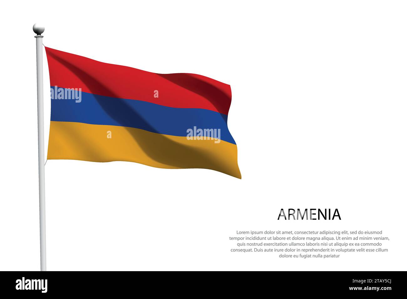 National flag Armenia isolated waving on white background Stock Vector ...