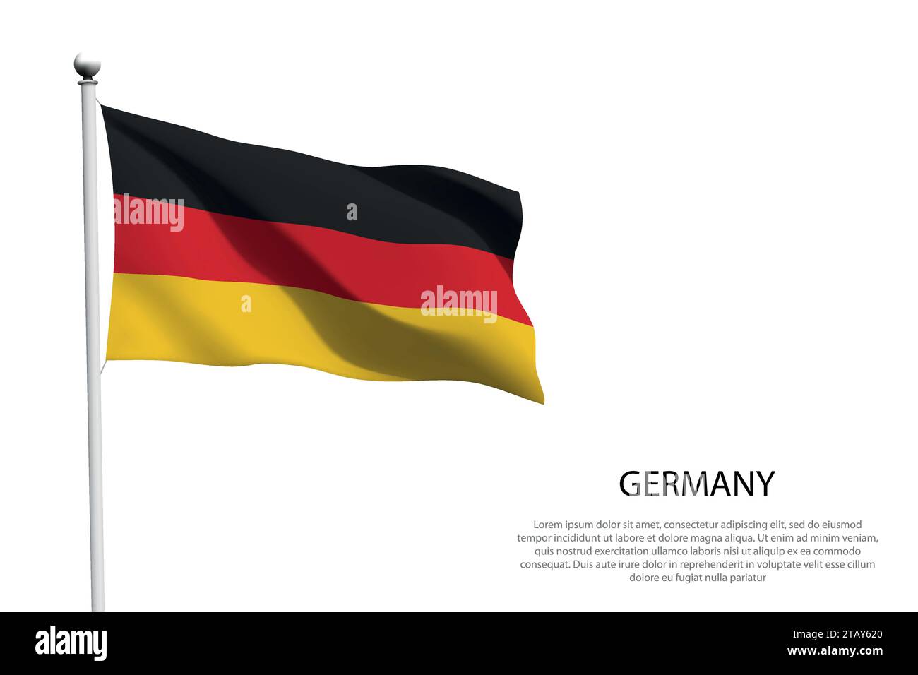 National flag Germany isolated waving on white background Stock Vector