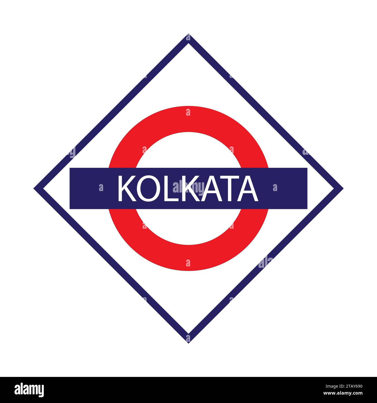 Kolkata junction railways name board isolated on white Stock Vector