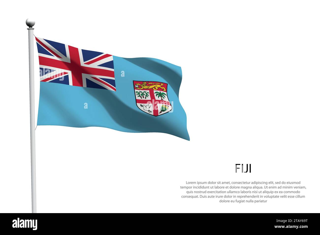 National flag Fiji isolated waving on white background Stock Vector