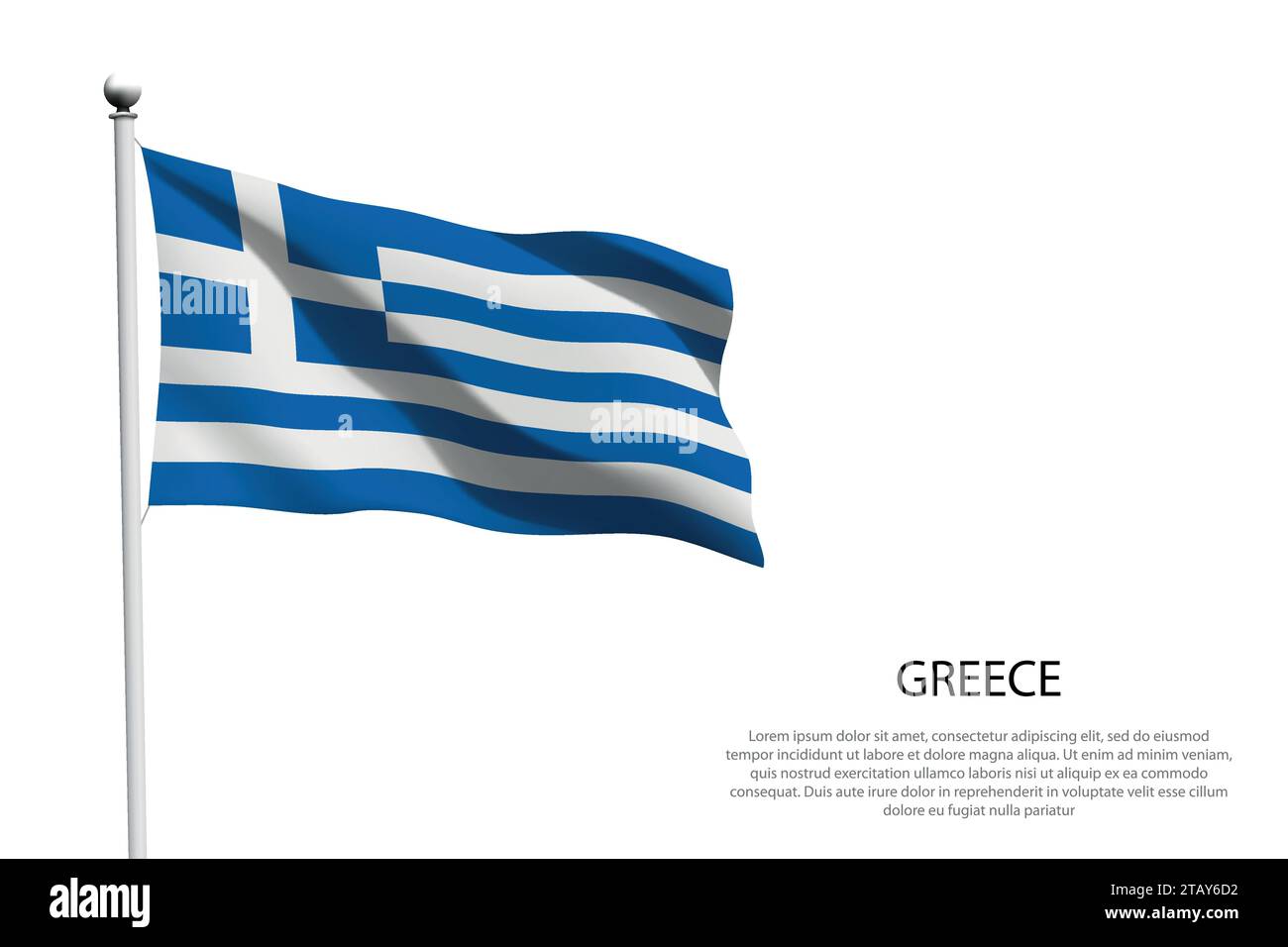 National flag Greece isolated waving on white background Stock Vector
