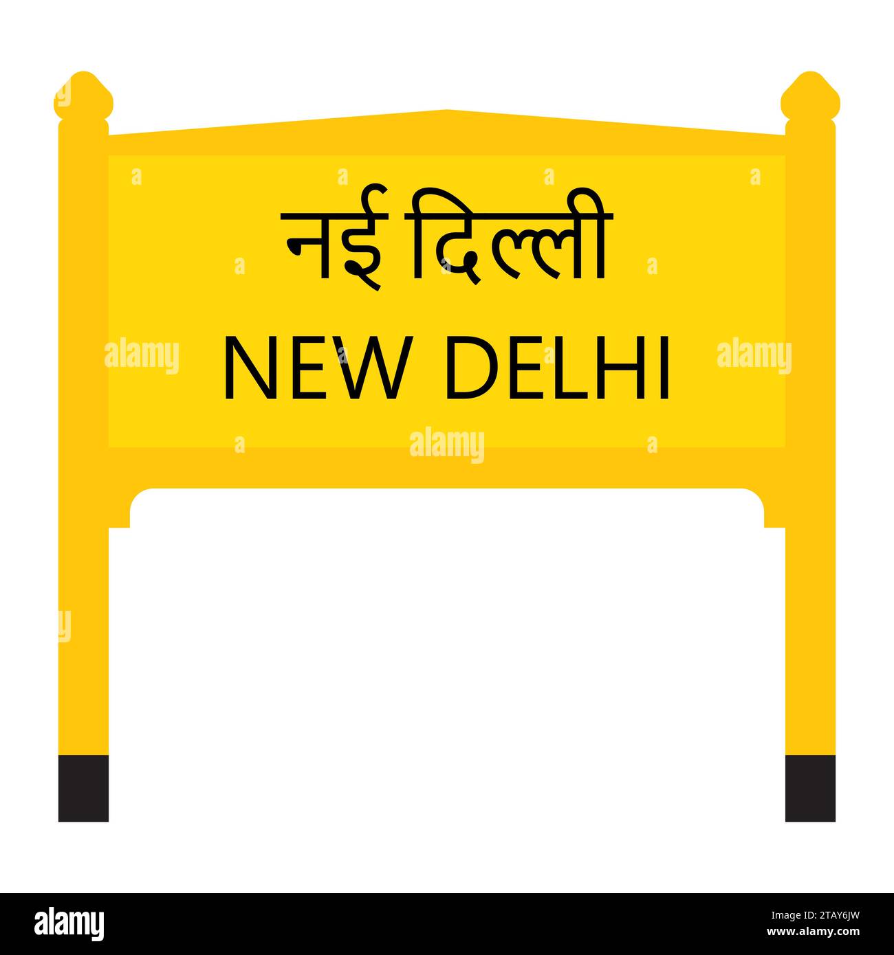 New Delhi junction railways name board isolated on white Stock Vector