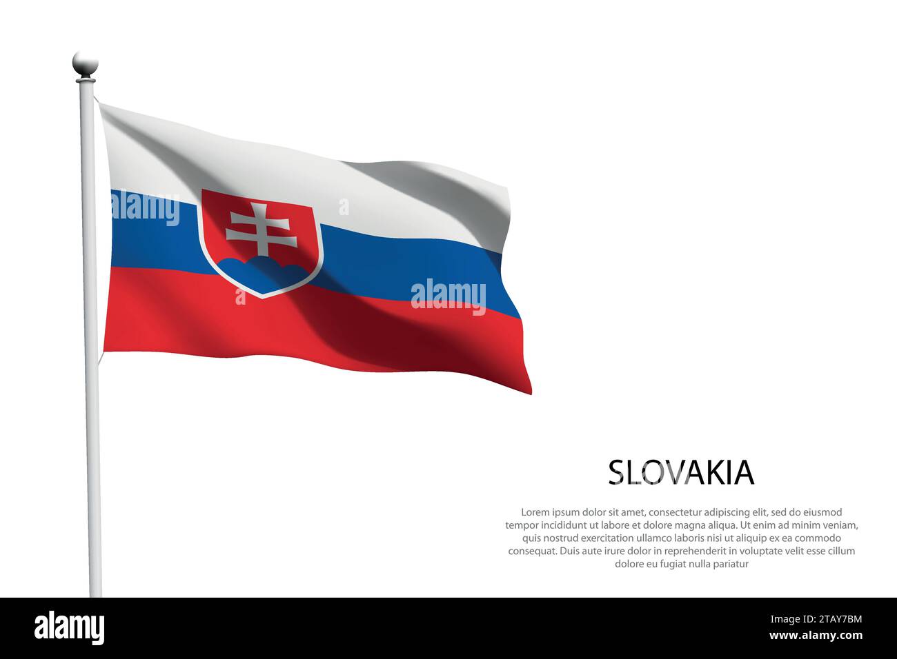 National flag Slovakia isolated waving on white background Stock Vector