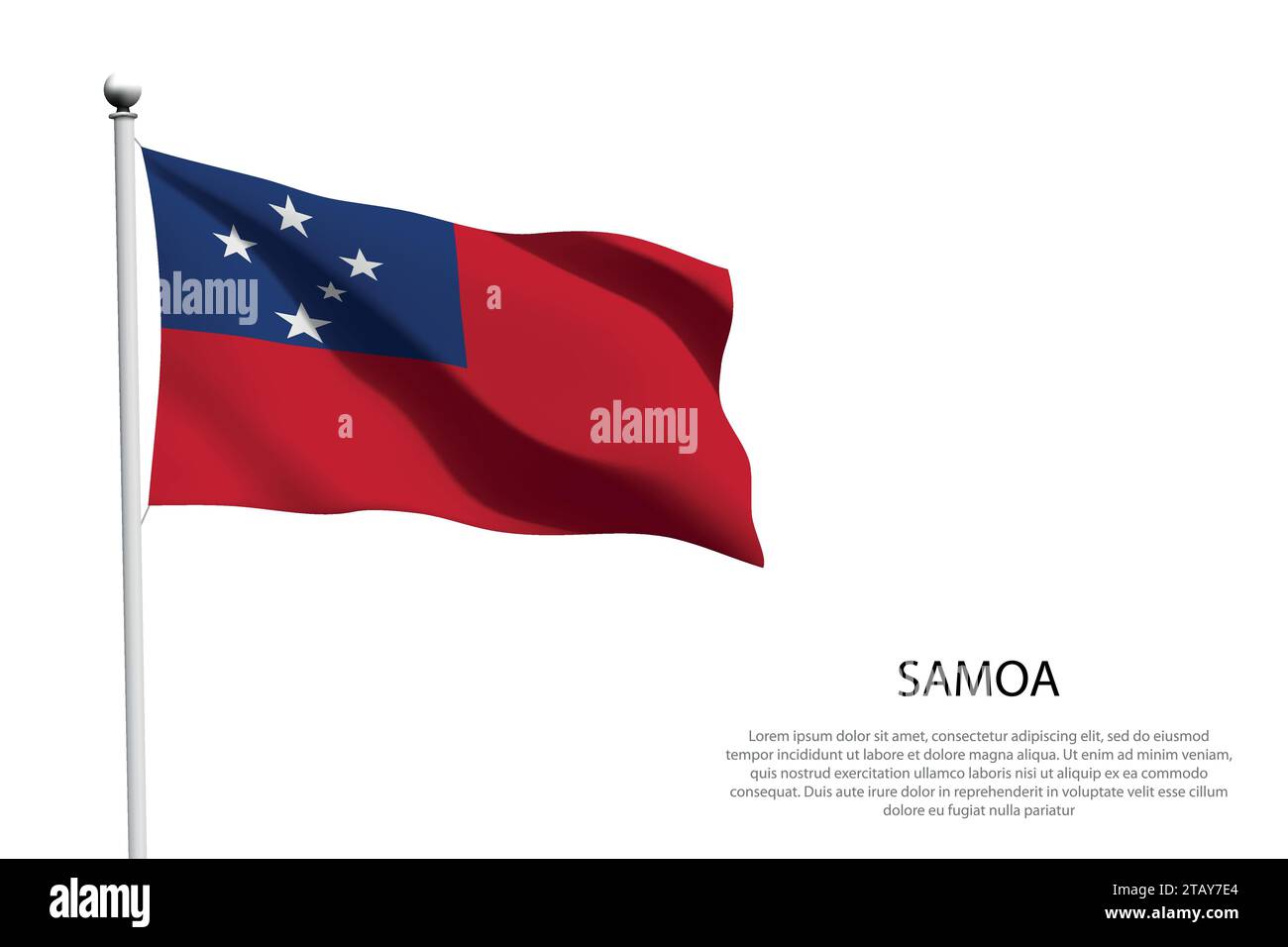 National flag Samoa isolated waving on white background Stock Vector