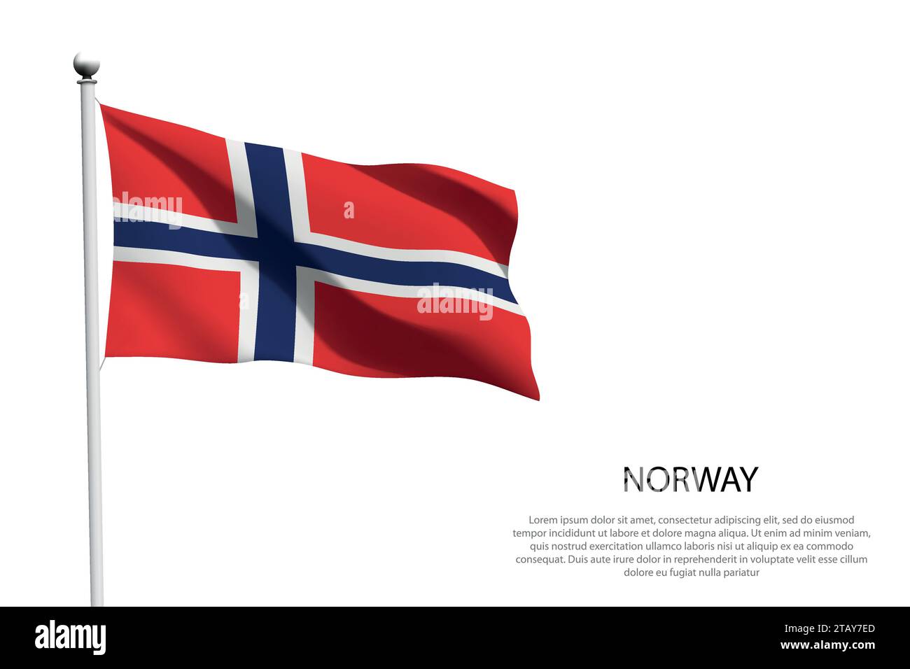 National flag Norway isolated waving on white background Stock Vector ...