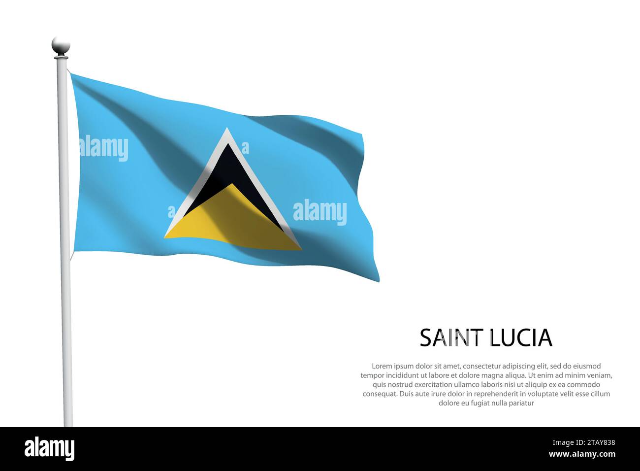 National flag Saint Lucia isolated waving on white background Stock Vector