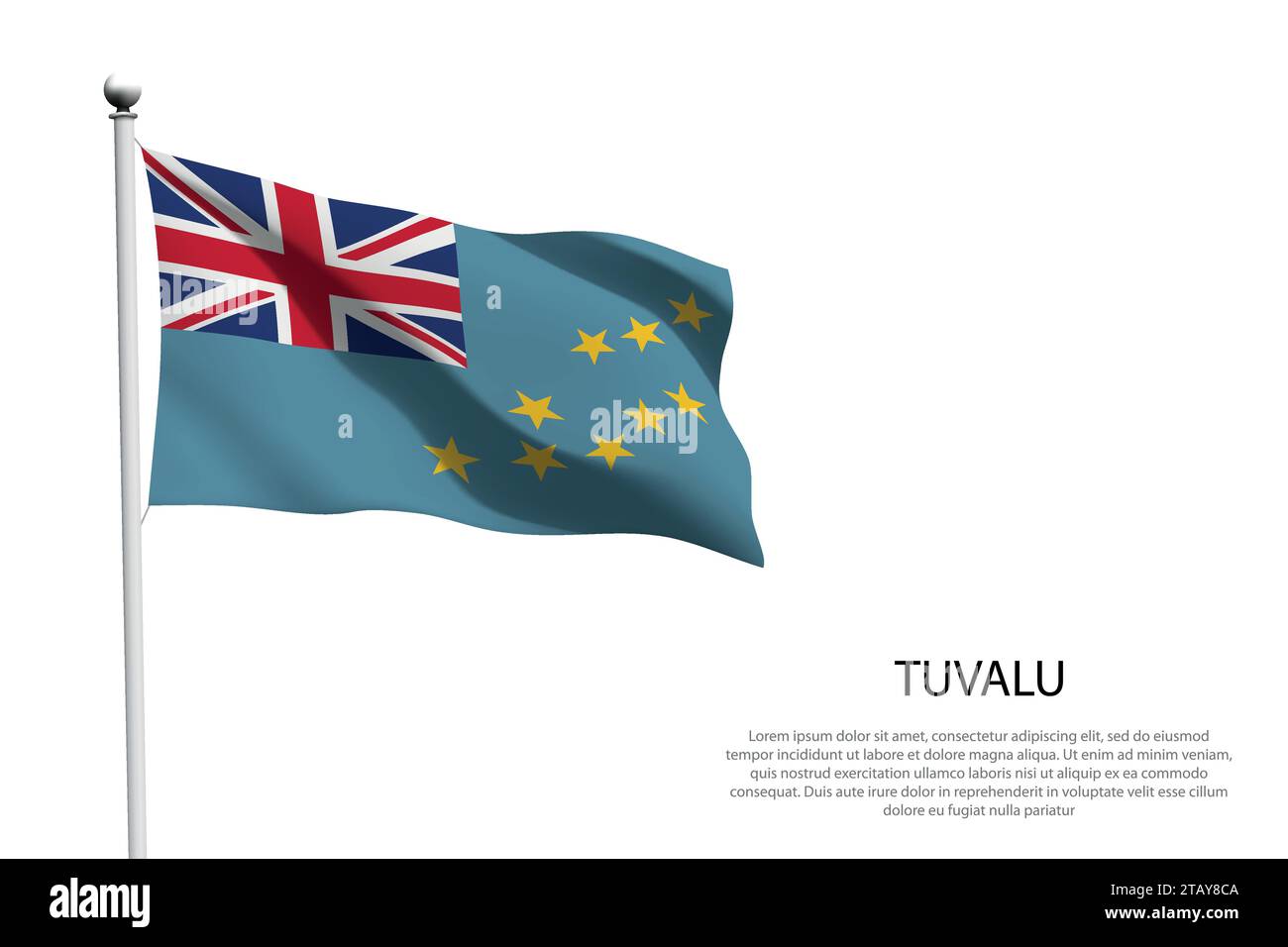 National flag Tuvalu isolated waving on white background Stock Vector ...