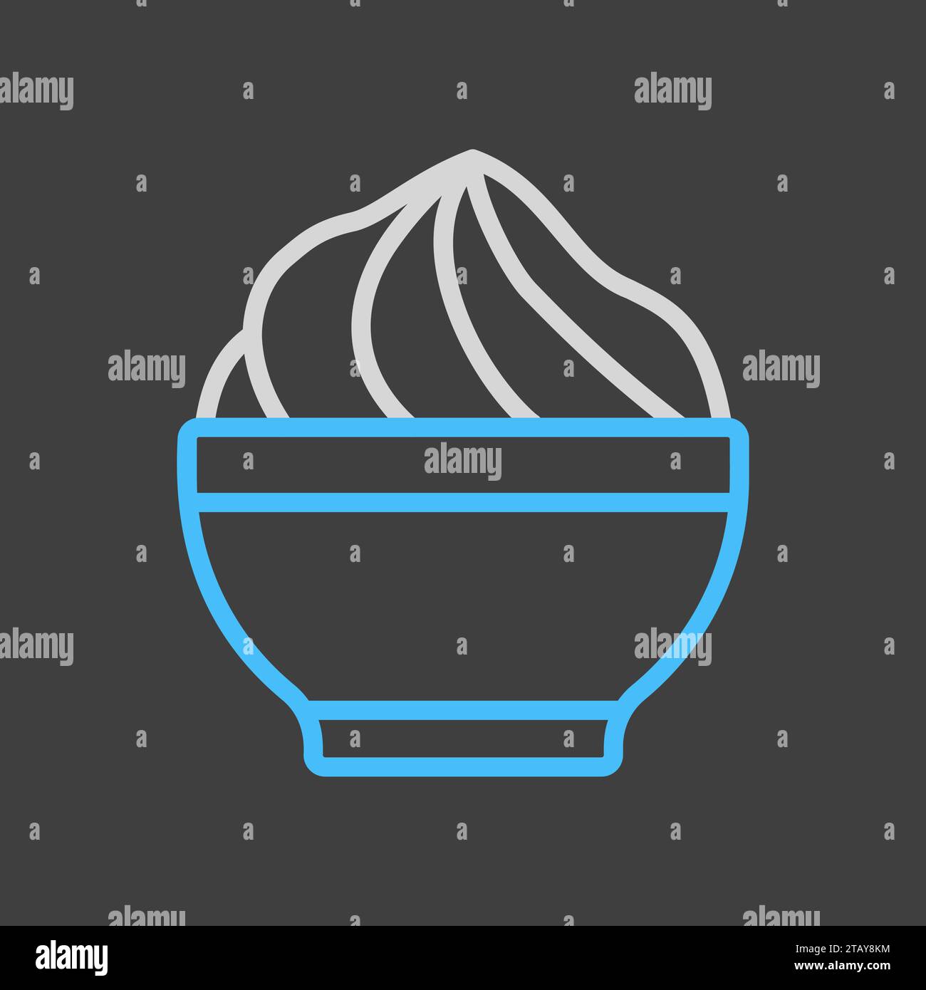 Mascarpone cheese dairy product in bowl vector on dark background icon