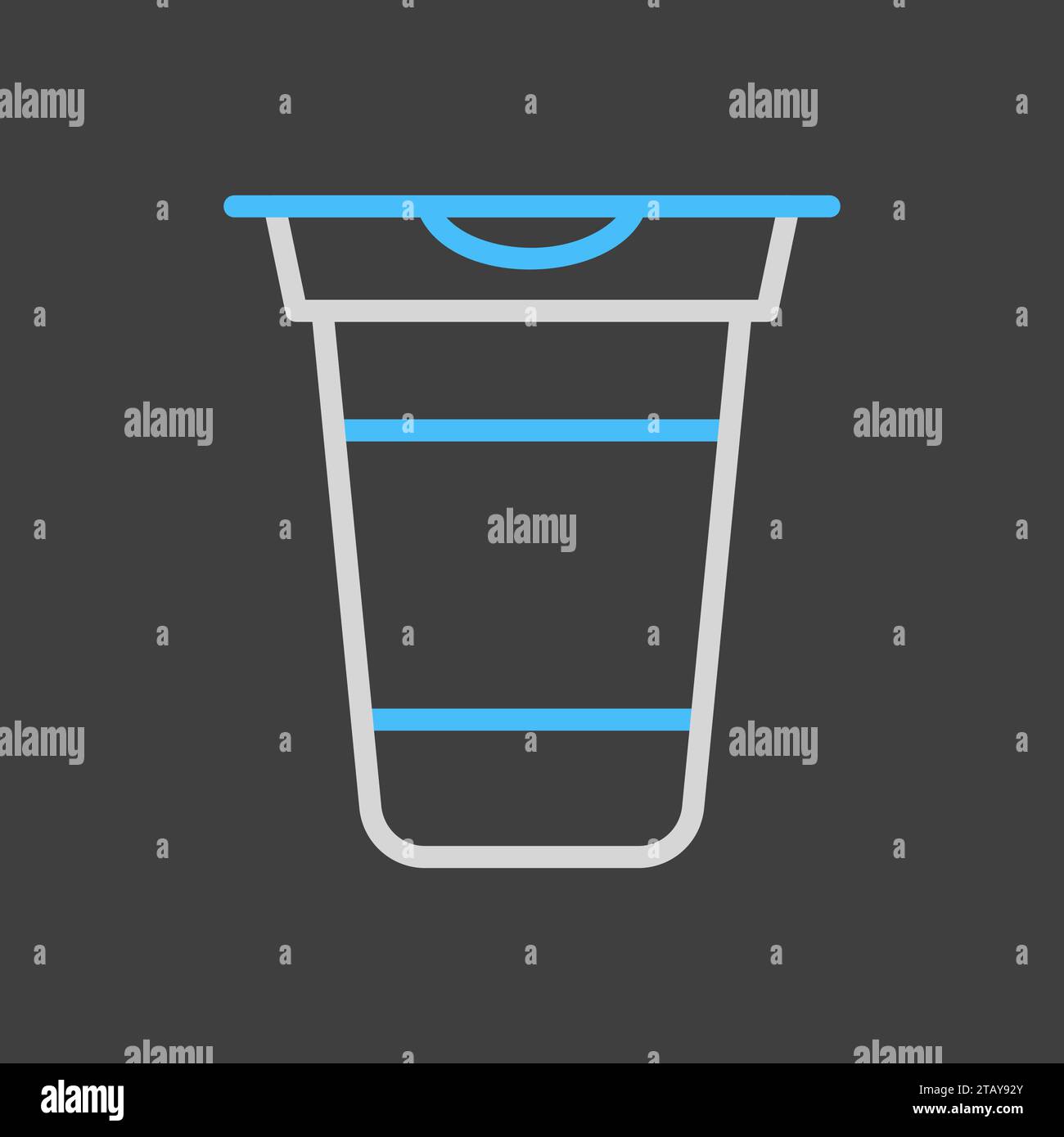 Yogurt cup, plastic container vector on dark background icon. Dairy ...