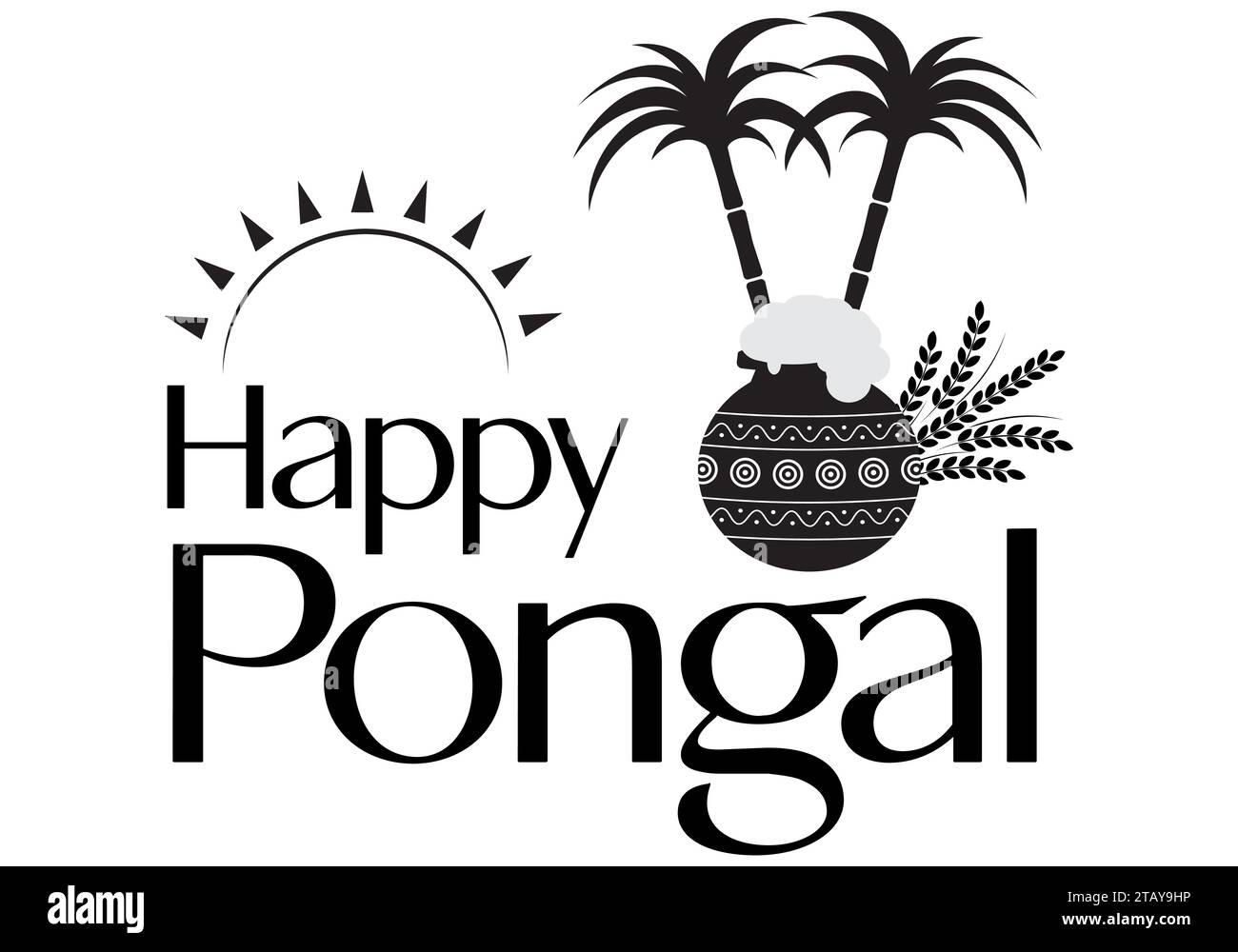 Happy Pongal wishes greeting vector illustration. Thai Pongal festival