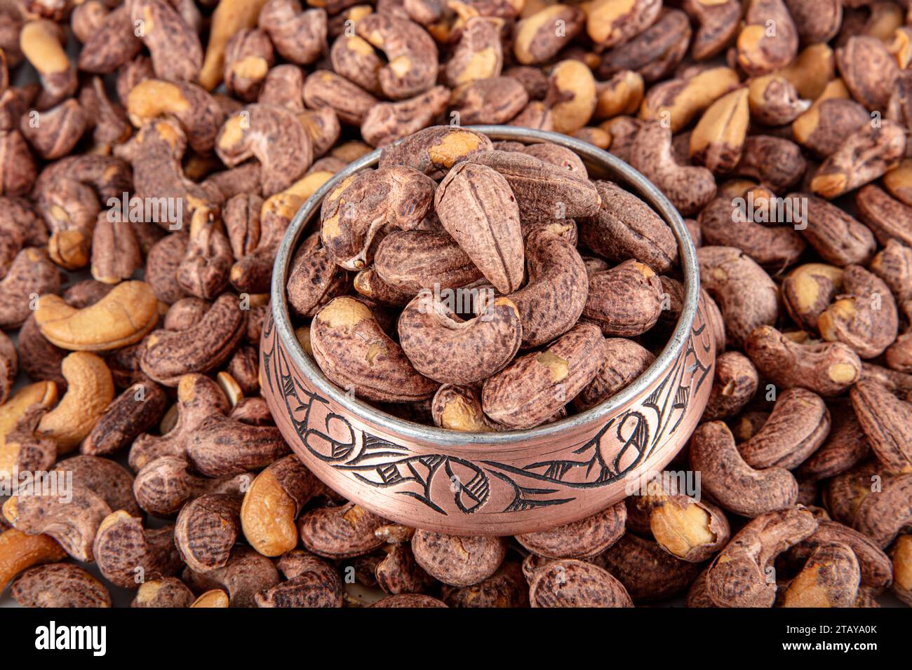 Baked Salted Cashews with Skin. Cashew nut salty roasted food