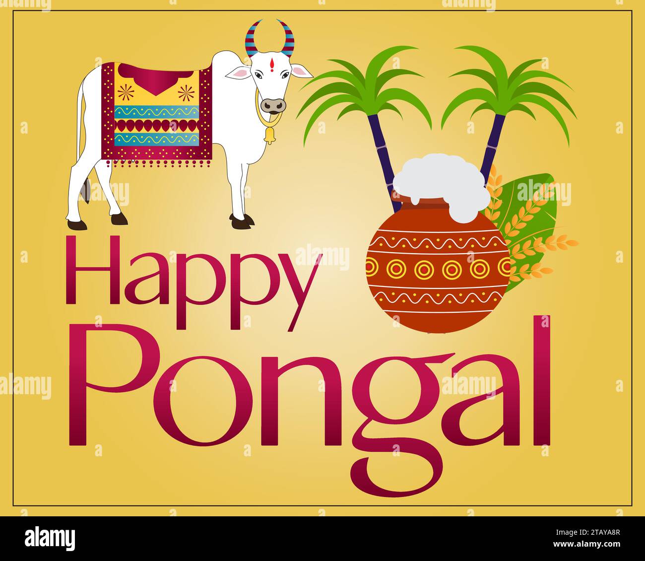 Vector illustration of Happy Pongal , a Harvest festival celebrating in