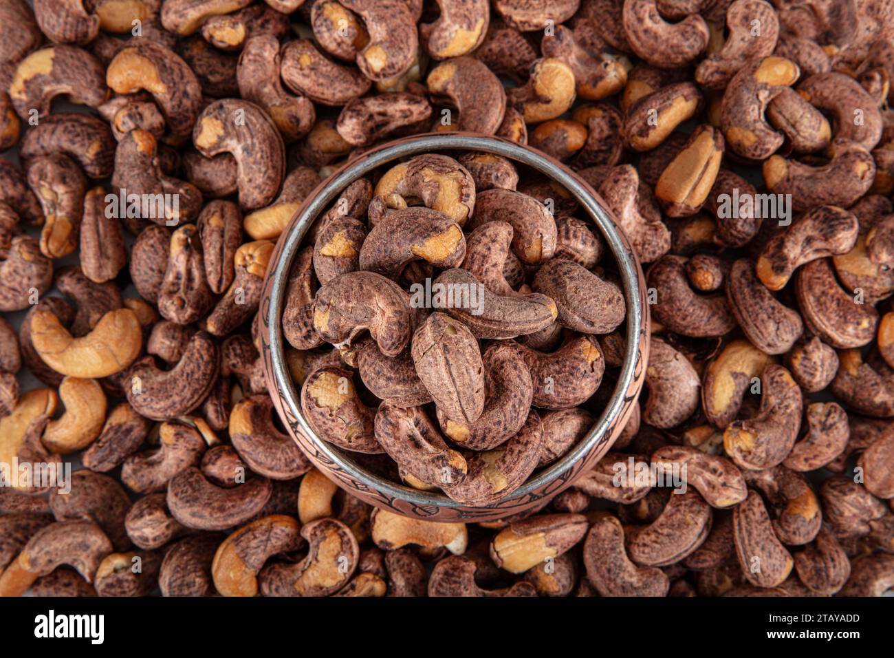 Baked Salted Cashews with Skin. Cashew nut salty roasted food