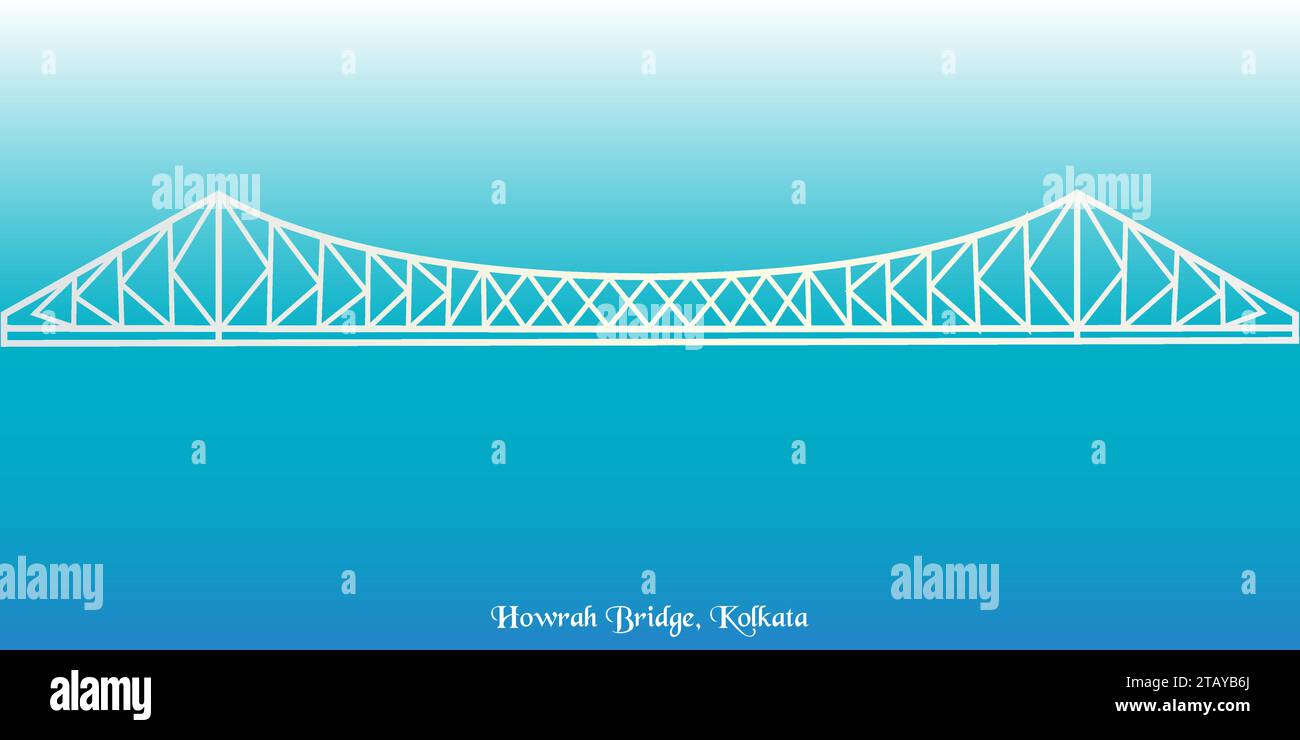 Vector illustration of Howrah bridge in Kolkata Stock Vector
