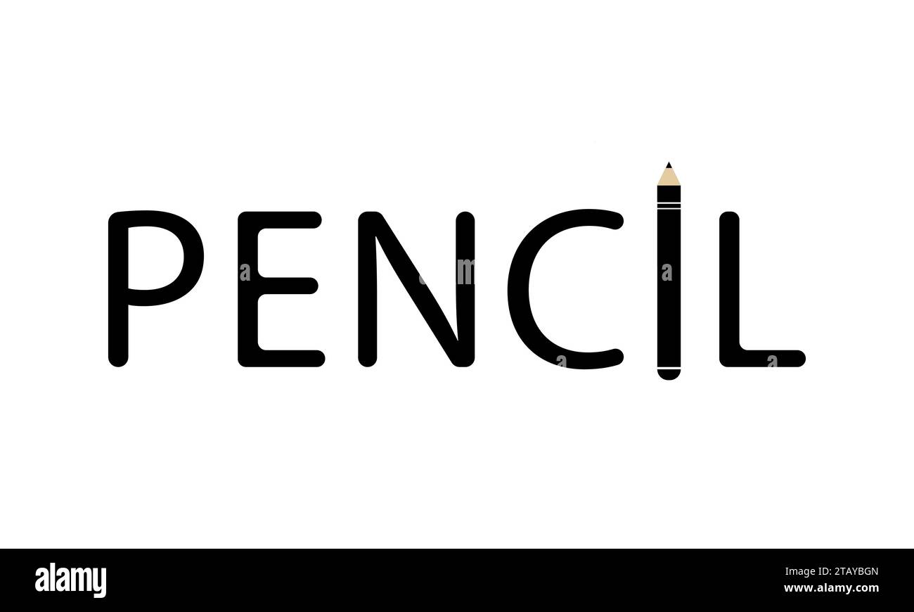Pencil calligraphy with pencil icon vector illustration Stock Vector