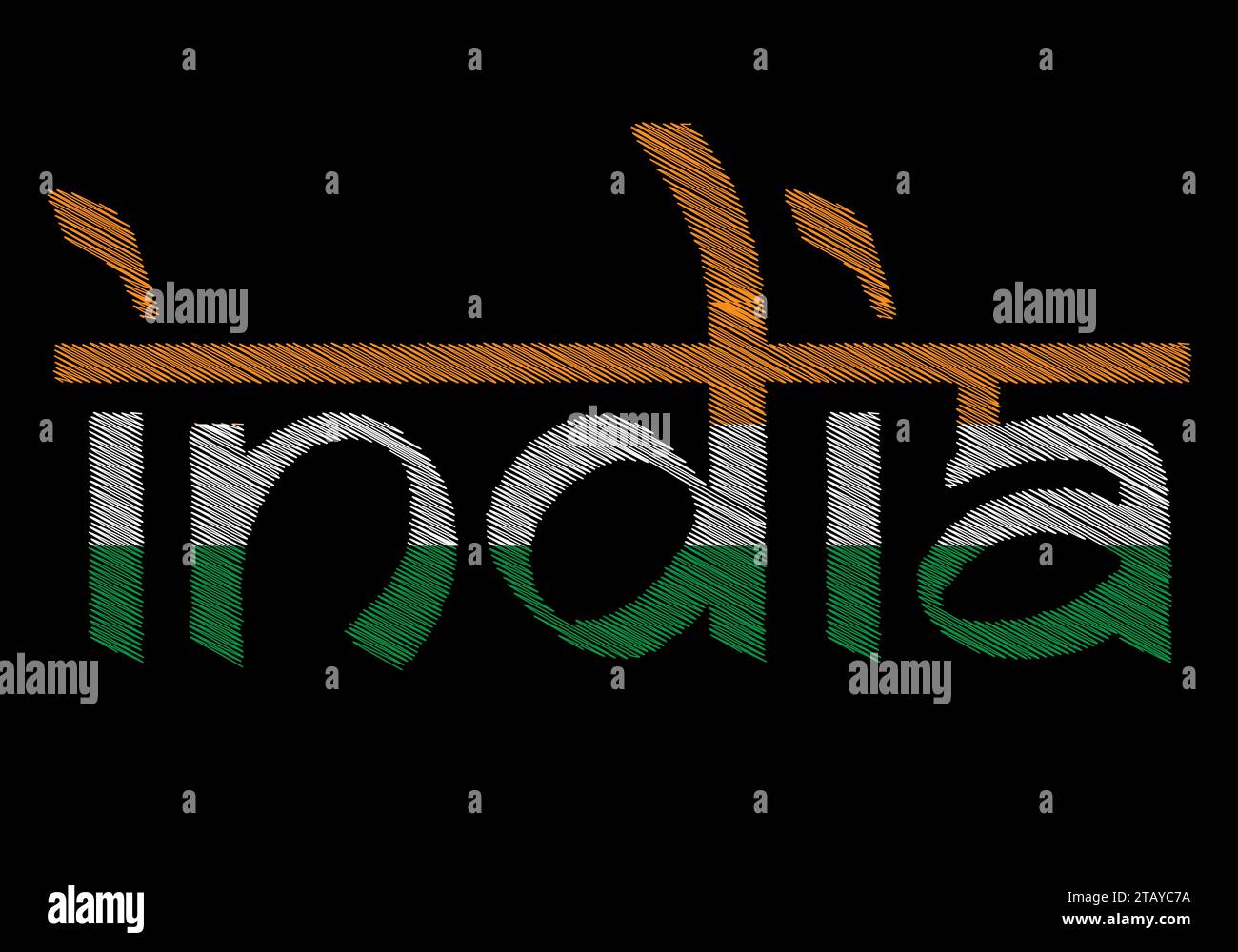 India calligraphy with Indian flag Stock Vector