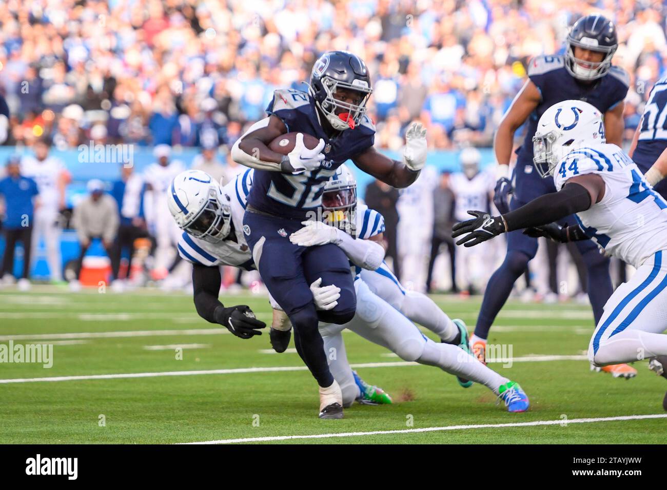 December 3, 2023 Tennessee Titans running back Tyjae Spears (32) runs