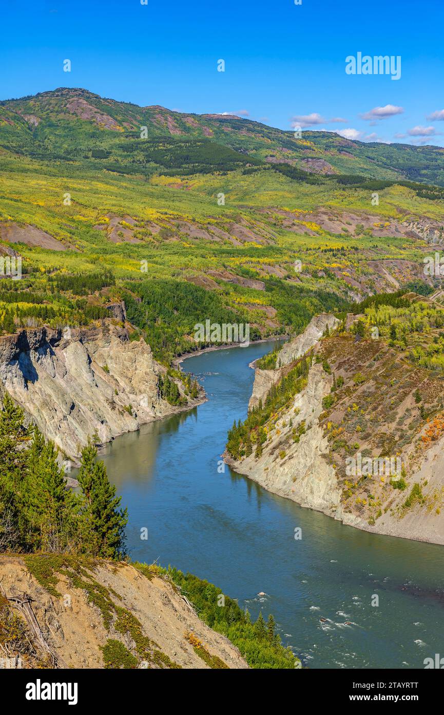 Autumn colours along the Stikine RIver in northern British Columbia Stock Photo