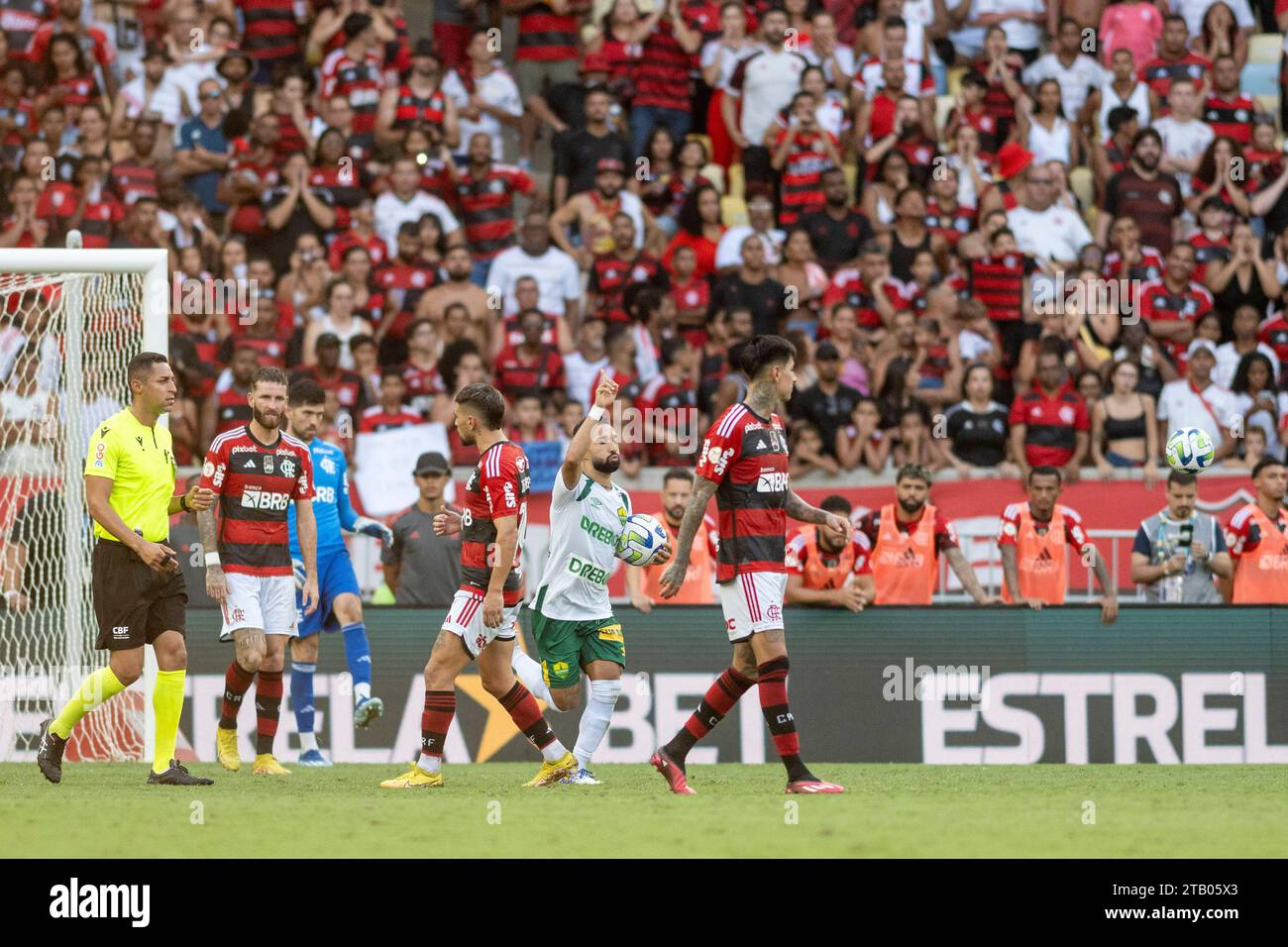 Rio, Brazil - Dezember, 03 2023, Clayson player in match between Flamengo vs Cuiaba by Brazilian championship of 37th round, in Maracana Stadium Stock Photo