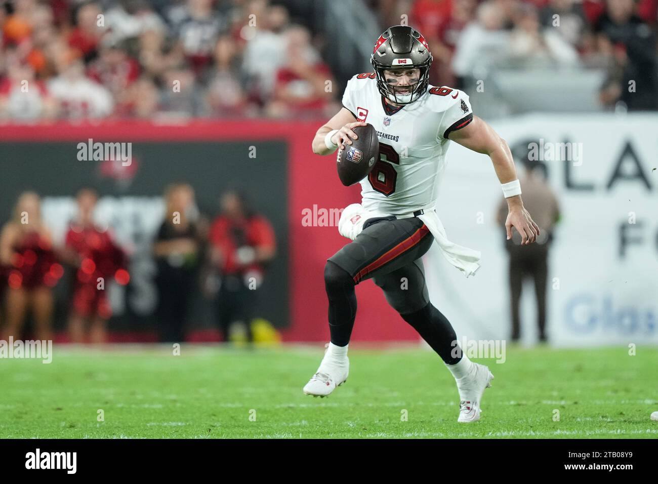 Tampa Bay Buccaneers Quarterback Baker Mayfield (6) Runs For Positive ...