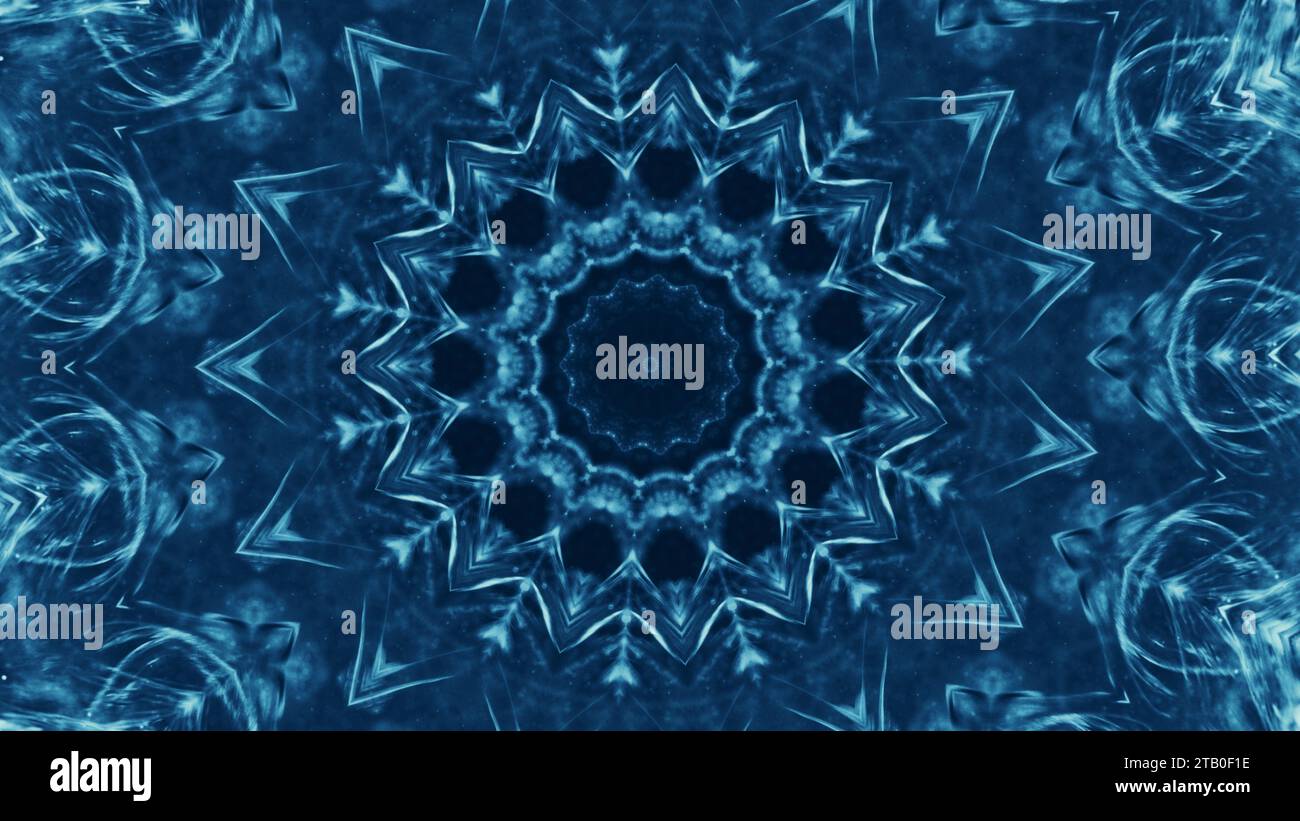 Kaleidoscope background snowflake design blue Stock Photo - Alamy