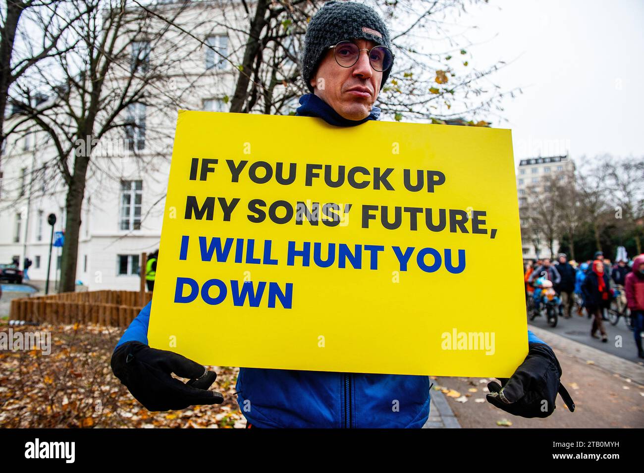 Editors Note Image Contains Profanitya Man Is Seen Holding A Placard During The Demonstration