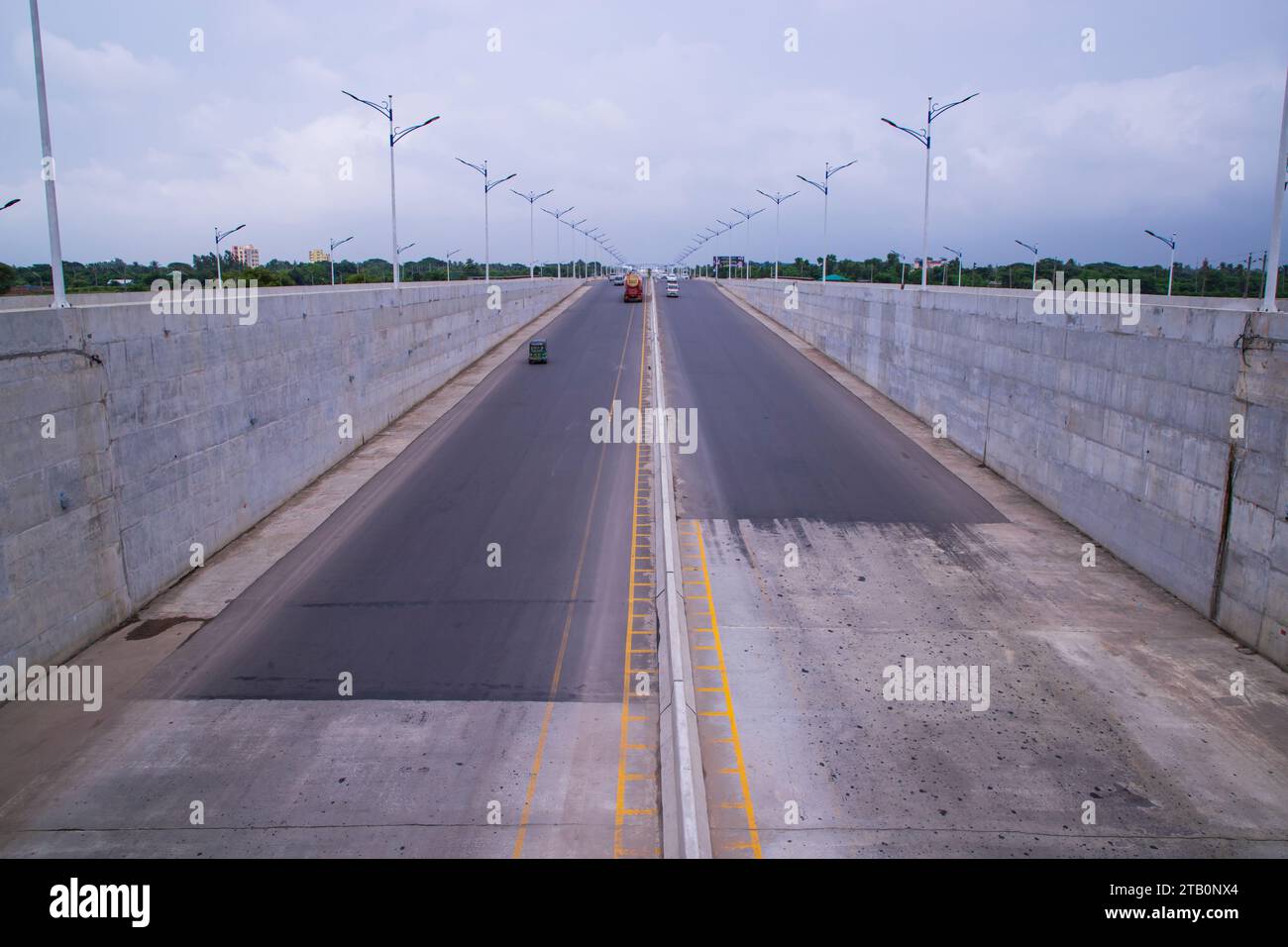 Nonstop Speed way Purbachal expressway road in DhakaBangladesh Stock