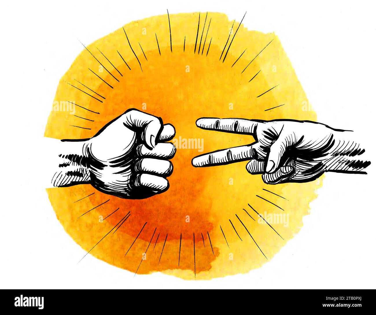 Sketch of paper scissors hand-drawn on a light background. Vector