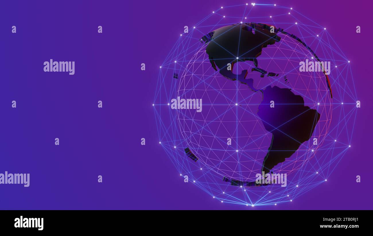 Web 3.0 decentrailzation and blockchain concept with 3d earth and plexus Stock Photo