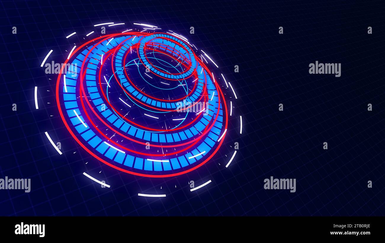 Futuristic HUD animation on dark blue background Stock Photo