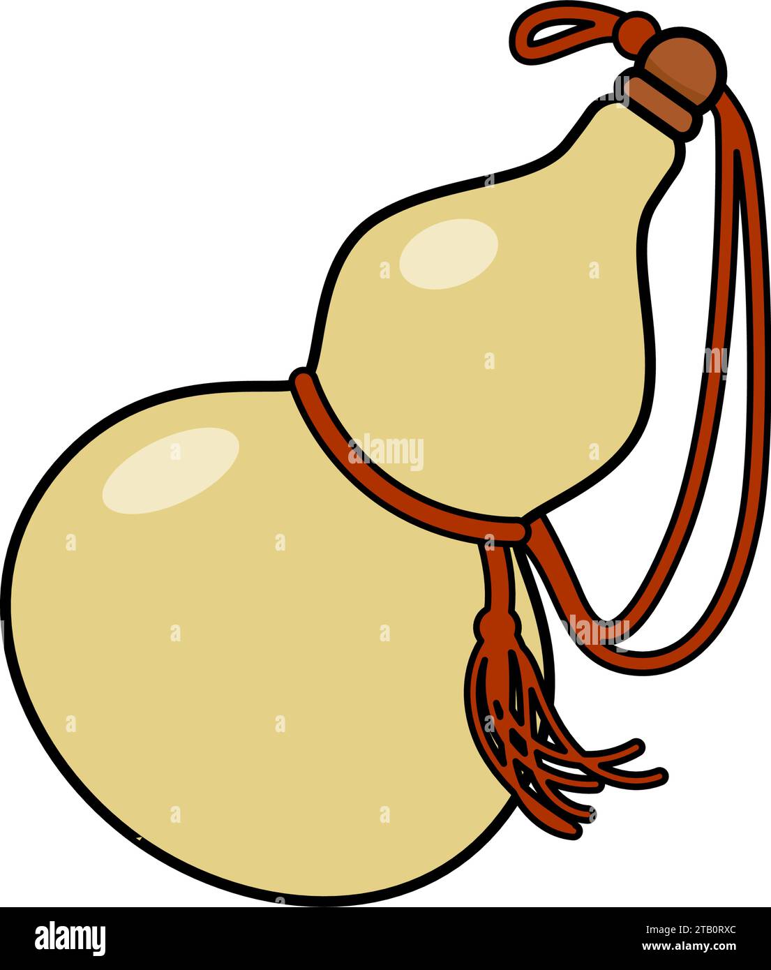 Simple gourd illustration. Colored illustration with border. Good luck