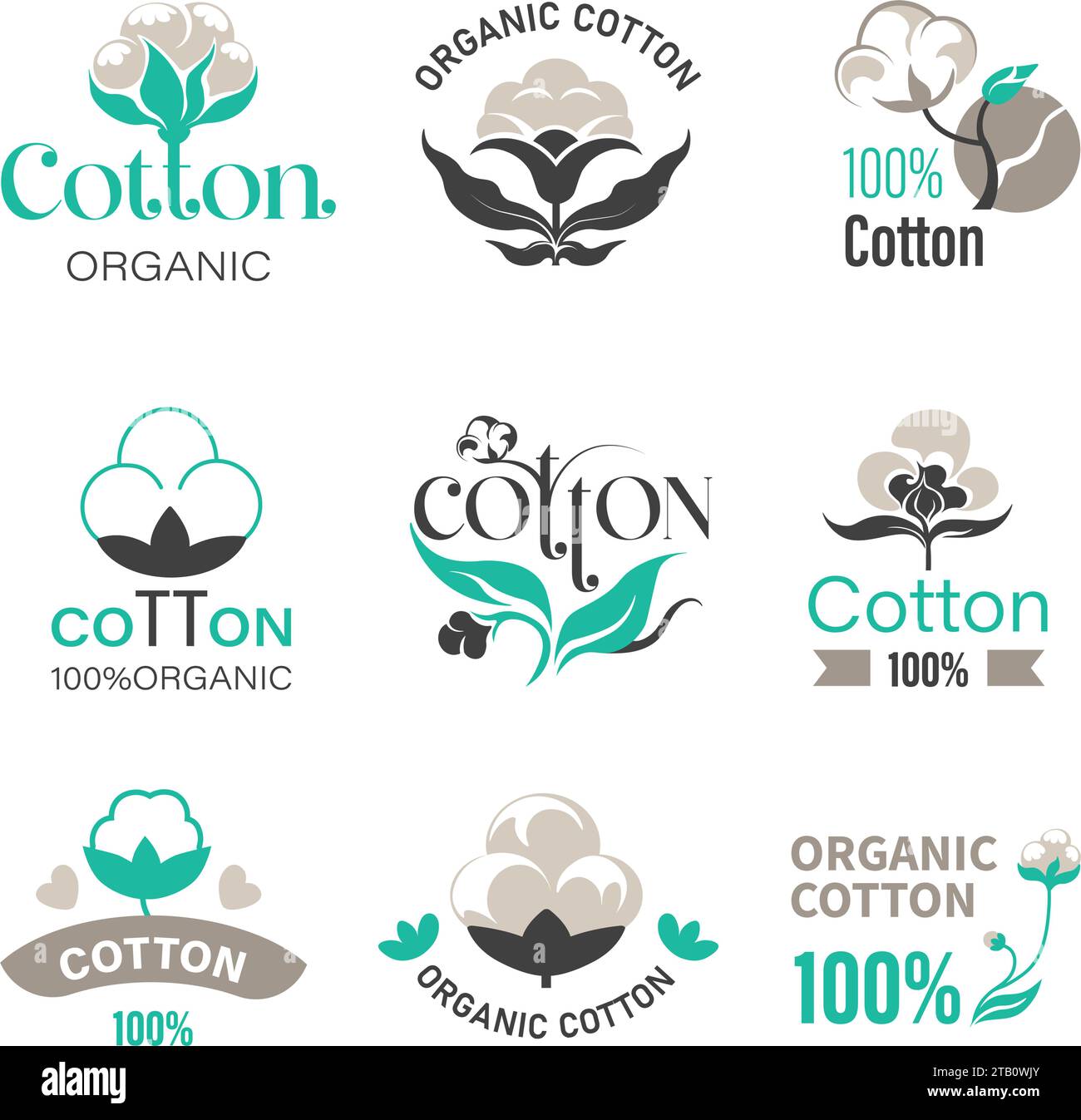Organic cotton, textile and fabric material logo Stock Vector Image