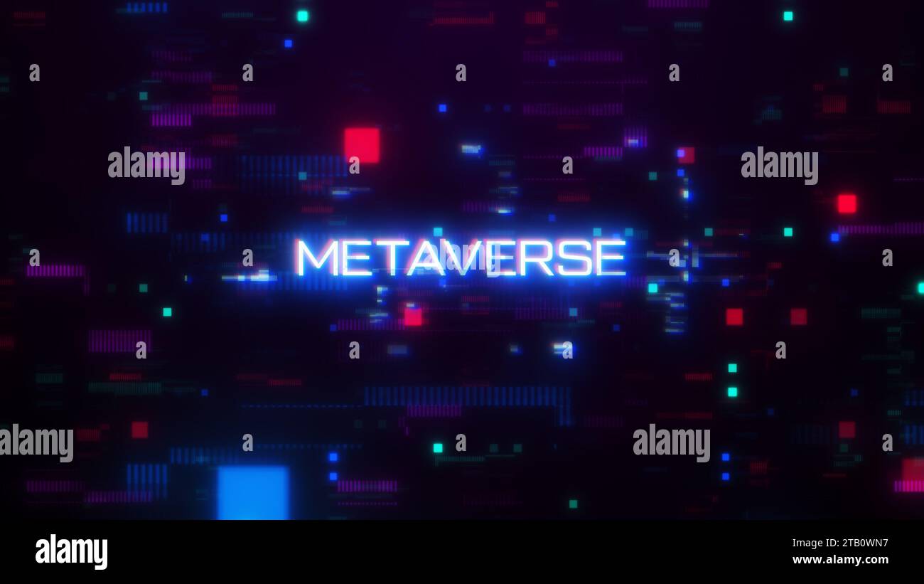 Metaverse word with digital glitch Stock Photo