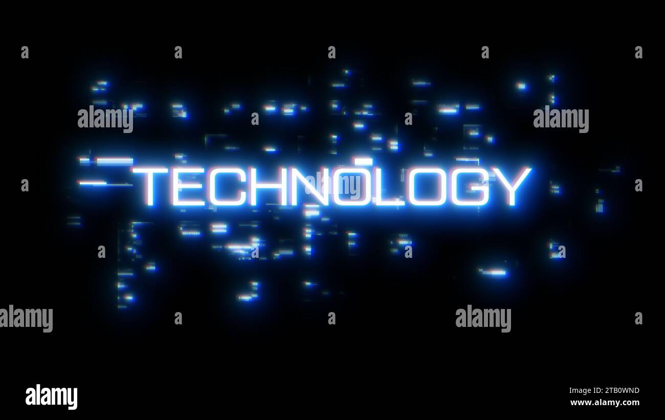 Technology word overlay with digital glitch Stock Photo