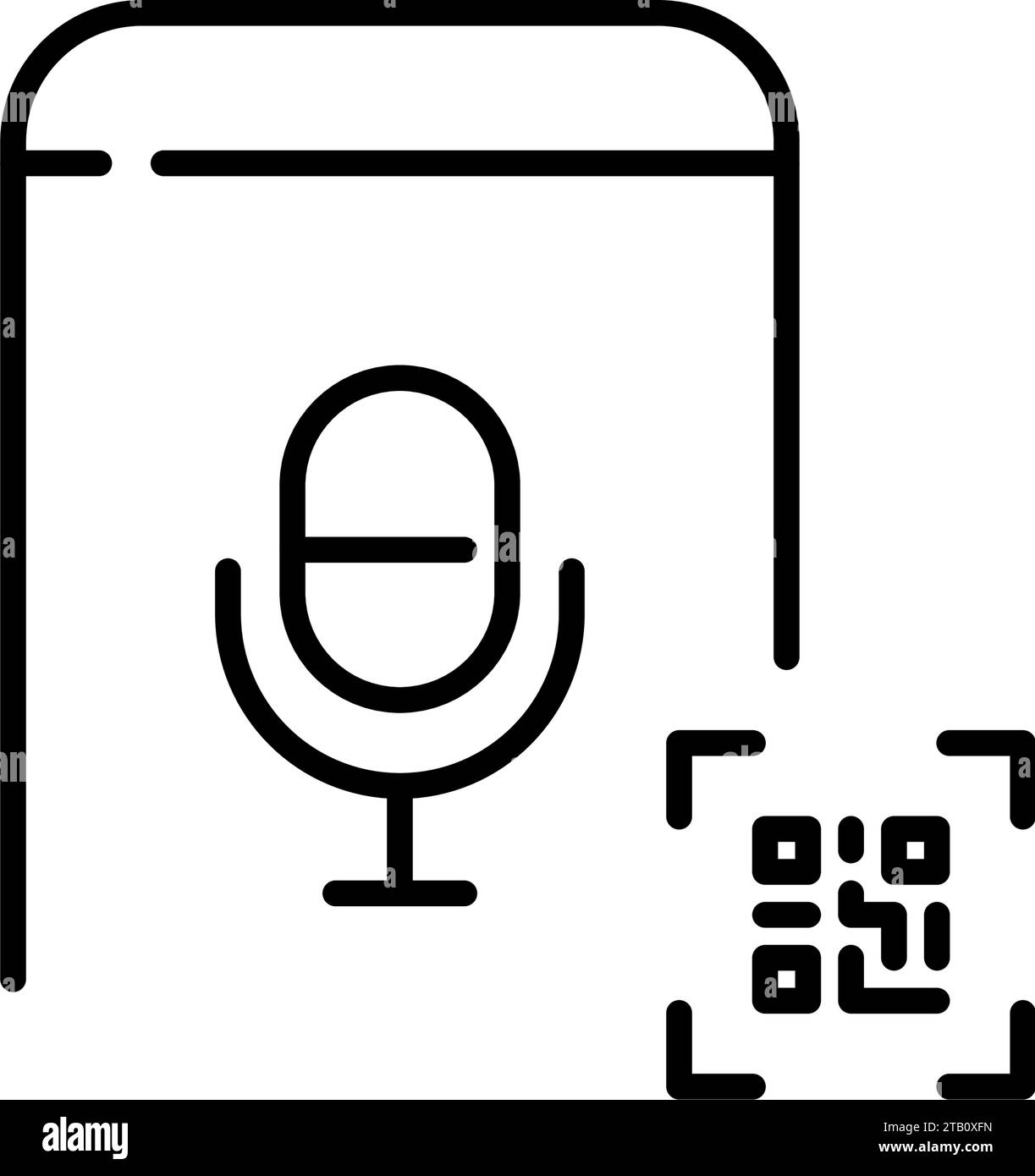 Microphone, qr code on smartphone. Pixel perfect icon Stock Vector