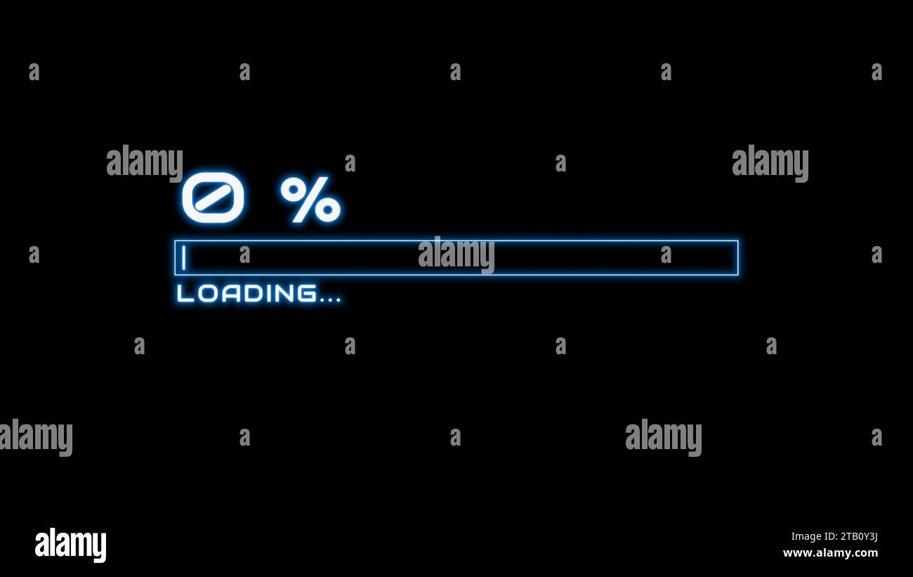 Technological HUD Progress Bar with Percentage Overlay Stock Photo