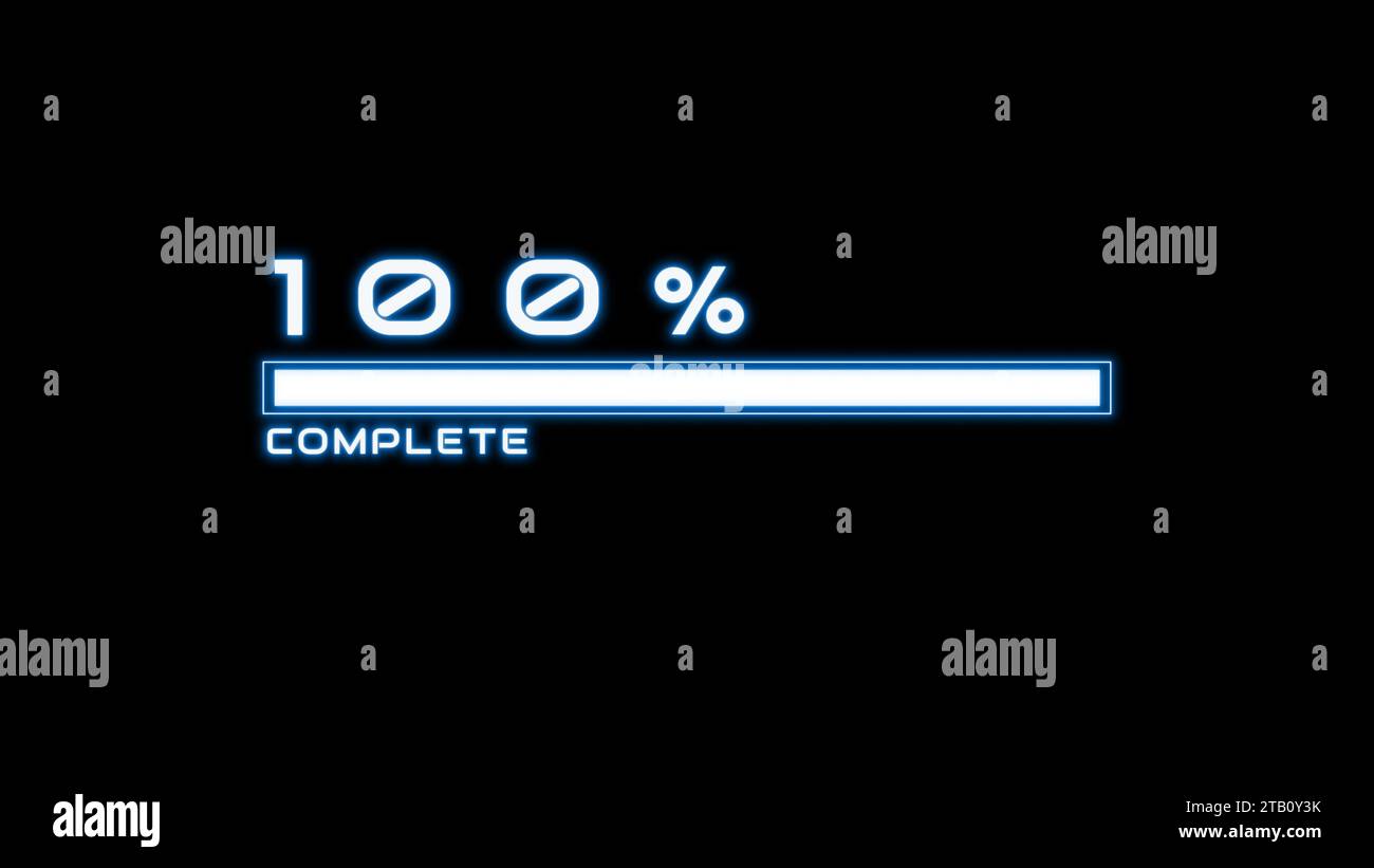 Technological HUD Progress Bar with Percentage Overlay Stock Photo