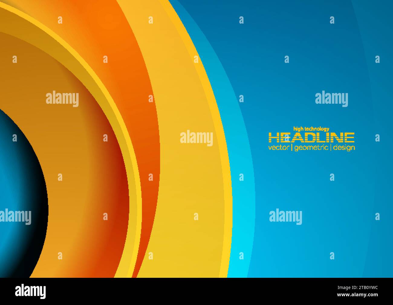 Abstract blue orange geometric wavy glossy background. Vector design ...