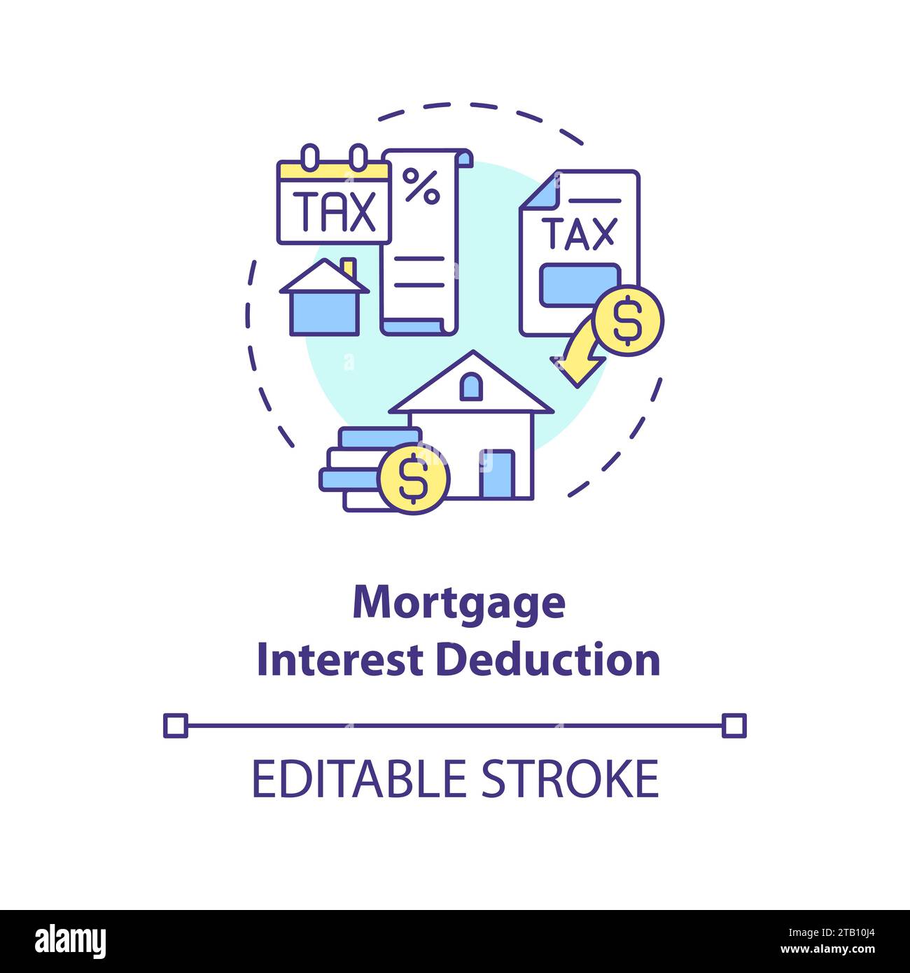 Mortgage interest deduction multi color concept icon Stock Vector