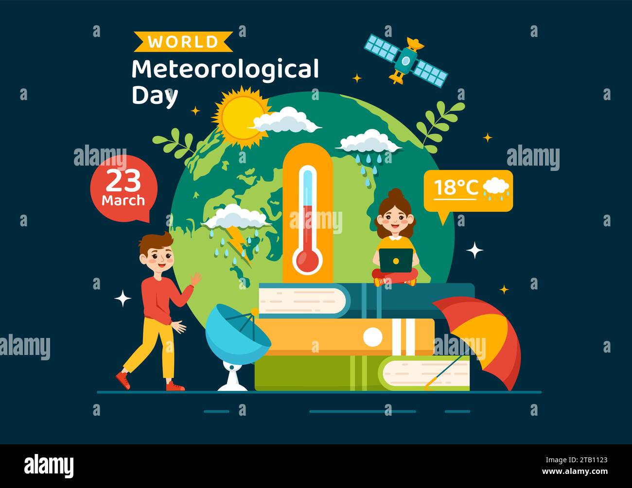 World Meteorological Day Vector Illustration On 23 March With Earth Map ...