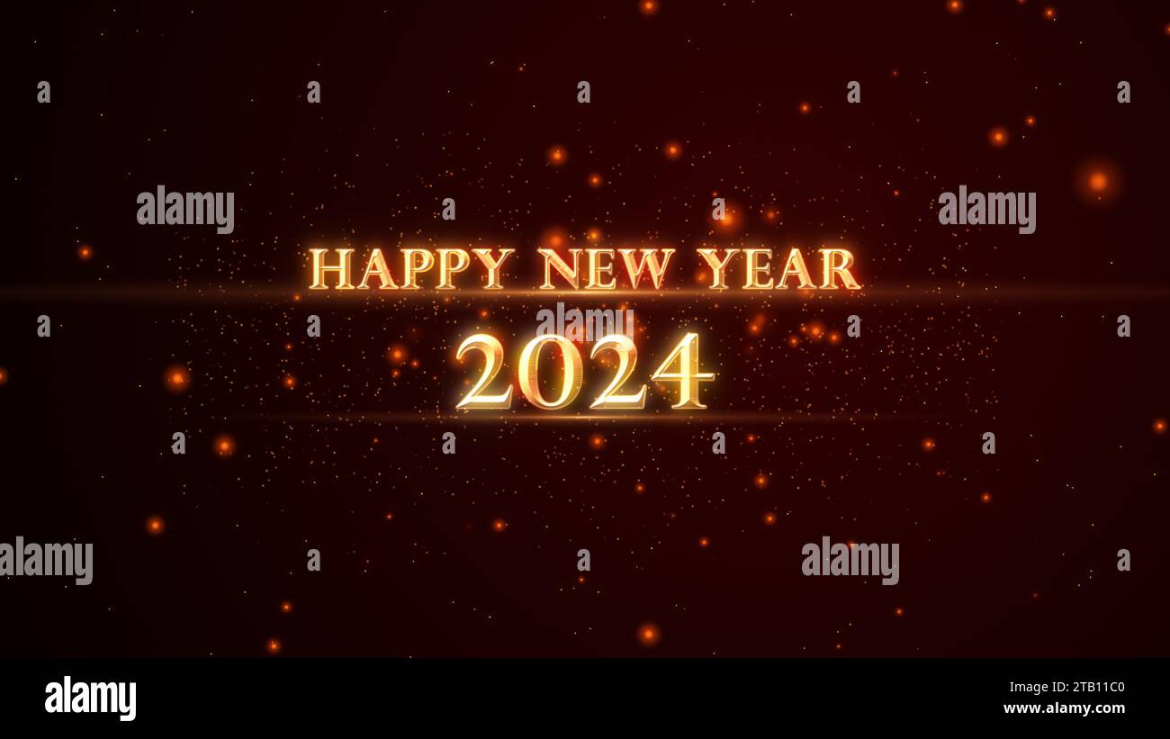 Happy new year 2024 golden Text animation with particles Stock Photo ...