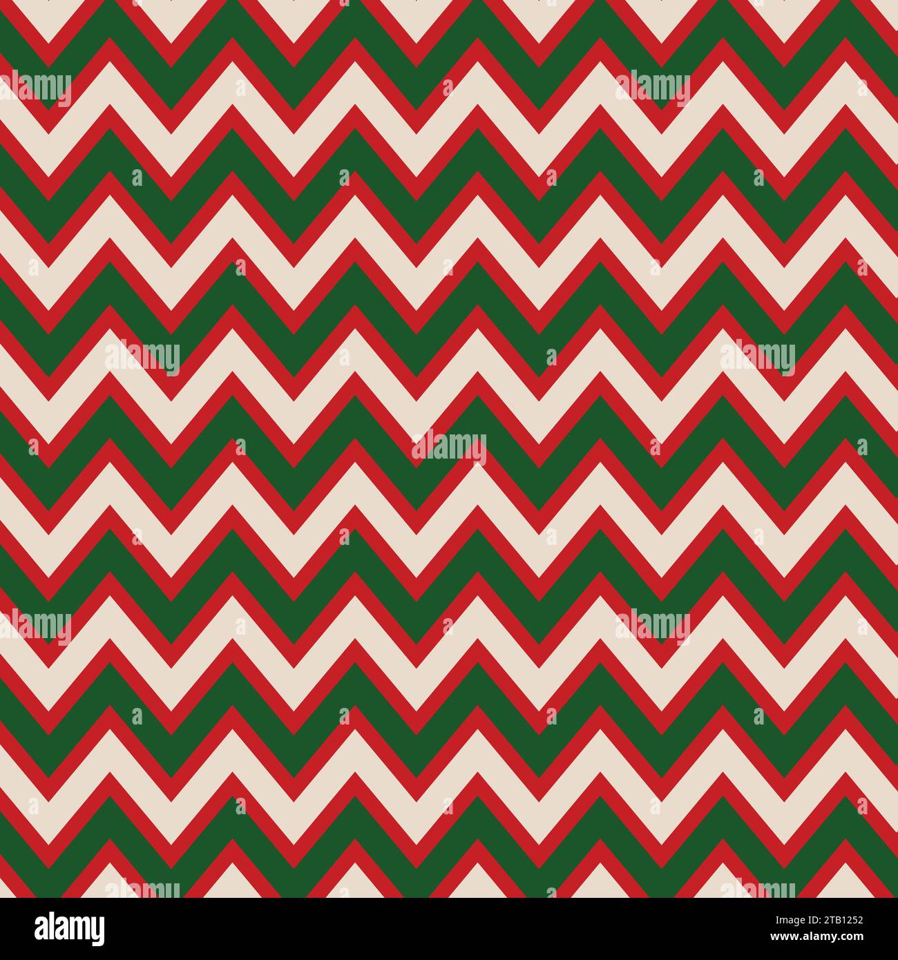 Christmas pattern chevron design wallpaper. Red, green and beige color zigzag pattern. Stock Vector