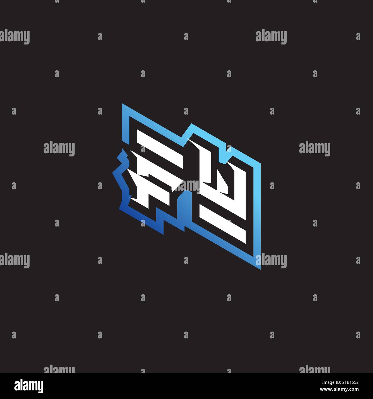 FW initial gaming team, youtube, twitch and clipart stock illustration
